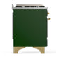 ILVE Majestic III 36-Inch Dual Fuel Range with 6 Sealed Burners + Griddle, 3.5 cu. ft. Oven, Emerald Green with Brass Trim, Liquid Propane, Triple Glass Door, UM36FNR3EGGLP