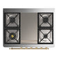 ILVE Majestic III 36-Inch Dual Fuel Range with 6 Sealed Burners + Griddle, 3.5 cu. ft. Oven, Emerald Green with Brass Trim, Natural Gas, Triple Glass Door, UM36FNR3EGG