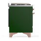 ILVE Majestic III 36-Inch Dual Fuel Range with 6 Sealed Burners + Griddle, 3.5 cu. ft. Oven, Emerald Green with Copper Trim, Liquid Propane, Triple Glass Door, UM36FNR3EGPLP