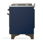 ILVE Majestic III 36-Inch Dual Fuel Range with 6 Sealed Burners + Griddle, 3.5 cu. ft. Oven, Mightnight Blue with Burnished Trim, Liquid Propane, Triple Glass Door, UM36FNR3MBBLP