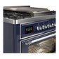 ILVE Majestic III 36-Inch Dual Fuel Range with 6 Sealed Burners + Griddle, 3.5 cu. ft. Oven, Mightnight Blue with Chrome Trim, Natural Gas, Triple Glass Door, UM36FNR3MBC
