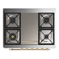 ILVE Majestic III 36-Inch Dual Fuel Range with 6 Sealed Burners + Griddle, 3.5 cu. ft. Oven, Mightnight Blue with Brass Trim, Natural Gas, Triple Glass Door, UM36FNR3MBG
