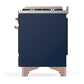 ILVE Majestic III 36-Inch Dual Fuel Range with 6 Sealed Burners + Griddle, 3.5 cu. ft. Oven, Mightnight Blue with Copper Trim, Liquid Propane, Triple Glass Door, UM36FNR3MBPLP