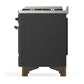 ILVE Majestic III 36-Inch Dual Fuel Range with 6 Sealed Burners + Griddle, 3.5 cu. ft. Oven, Matte Graphite with Burnished Trim, Liquid Propane, Triple Glass Door, UM36FNR3MGBLP