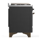 ILVE Majestic III 36-Inch Dual Fuel Range with 6 Sealed Burners + Griddle, 3.5 cu. ft. Oven, Matte Graphite with Burnished Trim, Natural Gas, Triple Glass Door, UM36FNR3MGB