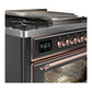 ILVE Majestic III 36-Inch Dual Fuel Range with 6 Sealed Burners + Griddle, 3.5 cu. ft. Oven, Matte Graphite with Copper Trim, Liquid Propane, Triple Glass Door, UM36FNR3MGPLP