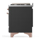 ILVE Majestic III 36-Inch Dual Fuel Range with 6 Sealed Burners + Griddle, 3.5 cu. ft. Oven, Matte Graphite with Copper Trim, Liquid Propane, Triple Glass Door, UM36FNR3MGPLP