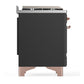ILVE Majestic III 36-Inch Dual Fuel Range with 6 Sealed Burners + Griddle, 3.5 cu. ft. Oven, Matte Graphite with Copper Trim, Natural Gas, Triple Glass Door, UM36FNR3MGP