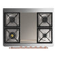 ILVE Majestic III 36-Inch Dual Fuel Range with 6 Sealed Burners + Griddle, 3.5 cu. ft. Oven, Matte Graphite with Copper Trim, Natural Gas, Triple Glass Door, UM36FNR3MGP