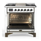 ILVE Majestic III 36-Inch Dual Fuel Range with 6 Sealed Burners + Griddle, 3.5 cu. ft. Oven, RAL with Burnished Trim, Liquid Propane, Triple Glass Door, UM36FNR3RABLP