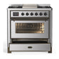 ILVE Majestic III 36-Inch Dual Fuel Range with 6 Sealed Burners + Griddle, 3.5 cu. ft. Oven, Stainless Steel with Burnished Trim, Natural Gas, Triple Glass Door, UM36FNR3SSB