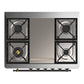 ILVE Majestic III 36-Inch Dual Fuel Range with 6 Sealed Burners + Griddle, 3.5 cu. ft. Oven, Stainless Steel with Burnished Trim, Natural Gas, Triple Glass Door, UM36FNR3SSB
