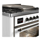 ILVE Majestic III 36-Inch Dual Fuel Range with 6 Sealed Burners + Griddle, 3.5 cu. ft. Oven, White with Burnished Trim, Liquid Propane, Triple Glass Door, UM36FNR3WHBLP