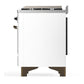 ILVE Majestic III 36-Inch Dual Fuel Range with 6 Sealed Burners + Griddle, 3.5 cu. ft. Oven, White with Burnished Trim, Liquid Propane, Triple Glass Door, UM36FNR3WHBLP