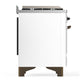 ILVE Majestic III 36-Inch Dual Fuel Range with 6 Sealed Burners + Griddle, 3.5 cu. ft. Oven, White with Burnished Trim, Liquid Propane, Triple Glass Door, UM36FNR3WHBLP