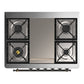 ILVE Majestic III 36-Inch Dual Fuel Range with 6 Sealed Burners + Griddle, 3.5 cu. ft. Oven, White with Burnished Trim, Liquid Propane, Triple Glass Door, UM36FNR3WHBLP