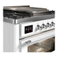 ILVE Majestic III 36-Inch Dual Fuel Range with 6 Sealed Burners + Griddle, 3.5 cu. ft. Oven, White with Chrome Trim, Natural Gas, Triple Glass Door, UM36FNR3WHC