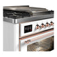 ILVE Majestic III 36-Inch Dual Fuel Range with 6 Sealed Burners + Griddle, 3.5 cu. ft. Oven, White with Copper Trim, Liquid Propane, Triple Glass Door, UM36FNR3WHPLP