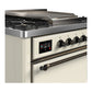 ILVE Majestic III 36-Inch Dual Fuel Range with 6 Sealed Burners + Griddle, 3.5 cu. ft. Oven, Antique White with Burnished Trim, Liquid Propane, Solid Door, UM36FQNR3AWBLP