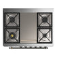 ILVE Majestic III 36-Inch Dual Fuel Range with 6 Sealed Burners + Griddle, 3.5 cu. ft. Oven, Antique White with Burnished Trim, Liquid Propane, Solid Door, UM36FQNR3AWBLP
