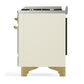 ILVE Majestic III 36-Inch Dual Fuel Range with 6 Sealed Burners + Griddle, 3.5 cu. ft. Oven, Antique White with Brass Trim, Liquid Propane, Solid Door, UM36FQNR3AWGLP