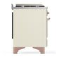 ILVE Majestic III 36-Inch Dual Fuel Range with 6 Sealed Burners + Griddle, 3.5 cu. ft. Oven, Antique White with Copper Trim, Liquid Propane, Solid Door, UM36FQNR3AWPLP