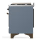 ILVE Majestic III 36-Inch Dual Fuel Range with 6 Sealed Burners + Griddle, 3.5 cu. ft. Oven, Blue Grey with Burnished Trim, Liquid Propane, Solid Door, UM36FQNR3BGBLP