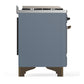 ILVE Majestic III 36-Inch Dual Fuel Range with 6 Sealed Burners + Griddle, 3.5 cu. ft. Oven, Blue Grey with Burnished Trim, Natural Gas, Solid Door, UM36FQNR3BGB