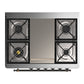 ILVE Majestic III 36-Inch Dual Fuel Range with 6 Sealed Burners + Griddle, 3.5 cu. ft. Oven, Blue Grey with Burnished Trim, Natural Gas, Solid Door, UM36FQNR3BGB