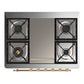 ILVE Majestic III 36-Inch Dual Fuel Range with 6 Sealed Burners + Griddle, 3.5 cu. ft. Oven, Blue Grey with Brass Trim, Liquid Propane, Solid Door, UM36FQNR3BGGLP