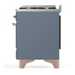 ILVE Majestic III 36-Inch Dual Fuel Range with 6 Sealed Burners + Griddle, 3.5 cu. ft. Oven, Blue Grey with Copper Trim, Natural Gas, Solid Door, UM36FQNR3BGP