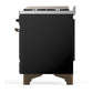 ILVE Majestic III 36-Inch Dual Fuel Range with 6 Sealed Burners + Griddle, 3.5 cu. ft. Oven, Glossy Black with Burnished Trim, Natural Gas, Solid Door, UM36FQNR3BKB