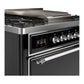 ILVE Majestic III 36-Inch Dual Fuel Range with 6 Sealed Burners + Griddle, 3.5 cu. ft. Oven, Glossy Black with Chrome Trim, Liquid Propane, Solid Door, UM36FQNR3BKCLP
