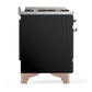 ILVE Majestic III 36-Inch Dual Fuel Range with 6 Sealed Burners + Griddle, 3.5 cu. ft. Oven, Glossy Black with Copper Trim, Liquid Propane, Solid Door, UM36FQNR3BKPLP