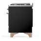 ILVE Majestic III 36-Inch Dual Fuel Range with 6 Sealed Burners + Griddle, 3.5 cu. ft. Oven, Glossy Black with Copper Trim, Natural Gas, Solid Door, UM36FQNR3BKP