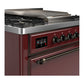 ILVE Majestic III 36-Inch Dual Fuel Range with 6 Sealed Burners + Griddle, 3.5 cu. ft. Oven, Burgundy with Burnished Trim, Liquid Propane, Solid Door, UM36FQNR3BUBLP