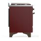 ILVE Majestic III 36-Inch Dual Fuel Range with 6 Sealed Burners + Griddle, 3.5 cu. ft. Oven, Burgundy with Burnished Trim, Liquid Propane, Solid Door, UM36FQNR3BUBLP