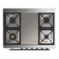 ILVE Majestic III 36-Inch Dual Fuel Range with 6 Sealed Burners + Griddle, 3.5 cu. ft. Oven, Emerald Green with Burnished Trim, Liquid Propane, Solid Door, UM36FQNR3EGBLP