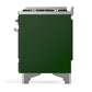 ILVE Majestic III 36-Inch Dual Fuel Range with 6 Sealed Burners + Griddle, 3.5 cu. ft. Oven, Emerald Green with Chrome Trim, Liquid Propane, Solid Door, UM36FQNR3EGCLP