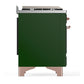 ILVE Majestic III 36-Inch Dual Fuel Range with 6 Sealed Burners + Griddle, 3.5 cu. ft. Oven, Emerald Green with Copper Trim, Natural Gas, Solid Door, UM36FQNR3EGP