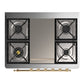 ILVE Majestic III 36-Inch Dual Fuel Range with 6 Sealed Burners + Griddle, 3.5 cu. ft. Oven, Mightnight Blue with Brass Trim, Liquid Propane, Solid Door, UM36FQNR3MBGLP