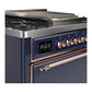 ILVE Majestic III 36-Inch Dual Fuel Range with 6 Sealed Burners + Griddle, 3.5 cu. ft. Oven, Mightnight Blue with Copper Trim, Natural Gas, Solid Door, UM36FQNR3MBP