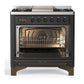 ILVE Majestic III 36-Inch Dual Fuel Range with 6 Sealed Burners + Griddle, 3.5 cu. ft. Oven, Matte Graphite with Burnished Trim, Liquid Propane, Solid Door, UM36FQNR3MGBLP