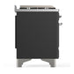 ILVE Majestic III 36-Inch Dual Fuel Range with 6 Sealed Burners + Griddle, 3.5 cu. ft. Oven, Matte Graphite with Chrome Trim, Liquid Propane, Solid Door, UM36FQNR3MGCLP