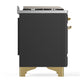 ILVE Majestic III 36-Inch Dual Fuel Range with 6 Sealed Burners + Griddle, 3.5 cu. ft. Oven, Matte Graphite with Brass Trim, Natural Gas, Solid Door, UM36FQNR3MGG