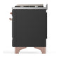 ILVE Majestic III 36-Inch Dual Fuel Range with 6 Sealed Burners + Griddle, 3.5 cu. ft. Oven, Matte Graphite with Copper Trim, Liquid Propane, Solid Door, UM36FQNR3MGPLP
