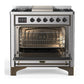 ILVE Majestic III 36-Inch Dual Fuel Range with 6 Sealed Burners + Griddle, 3.5 cu. ft. Oven, Stainless Steel with Burnished Trim, Liquid Propane, Solid Door, UM36FQNR3SSBLP