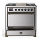 ILVE Majestic III 36-Inch Dual Fuel Range with 6 Sealed Burners + Griddle, 3.5 cu. ft. Oven, Stainless Steel with Burnished Trim, Liquid Propane, Solid Door, UM36FQNR3SSBLP