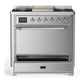 ILVE Majestic III 36-Inch Dual Fuel Range with 6 Sealed Burners + Griddle, 3.5 cu. ft. Oven, Stainless Steel with Chrome Trim, Liquid Propane, Solid Door, UM36FQNR3SSCLP