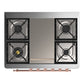 ILVE Majestic III 36-Inch Dual Fuel Range with 6 Sealed Burners + Griddle, 3.5 cu. ft. Oven, Stainless Steel with Copper Trim, Natural Gas, Solid Door, UM36FQNR3SSP
